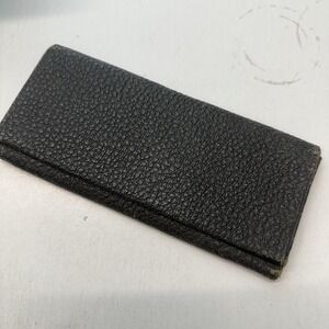 Antique Tri-fold Black Faux Pebbled Leather Wallet Late 19th Century